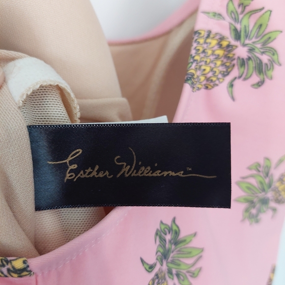 Esther WilliamsPink Pineapple Print Skirted Swimsuit. - Picture 4 of 5